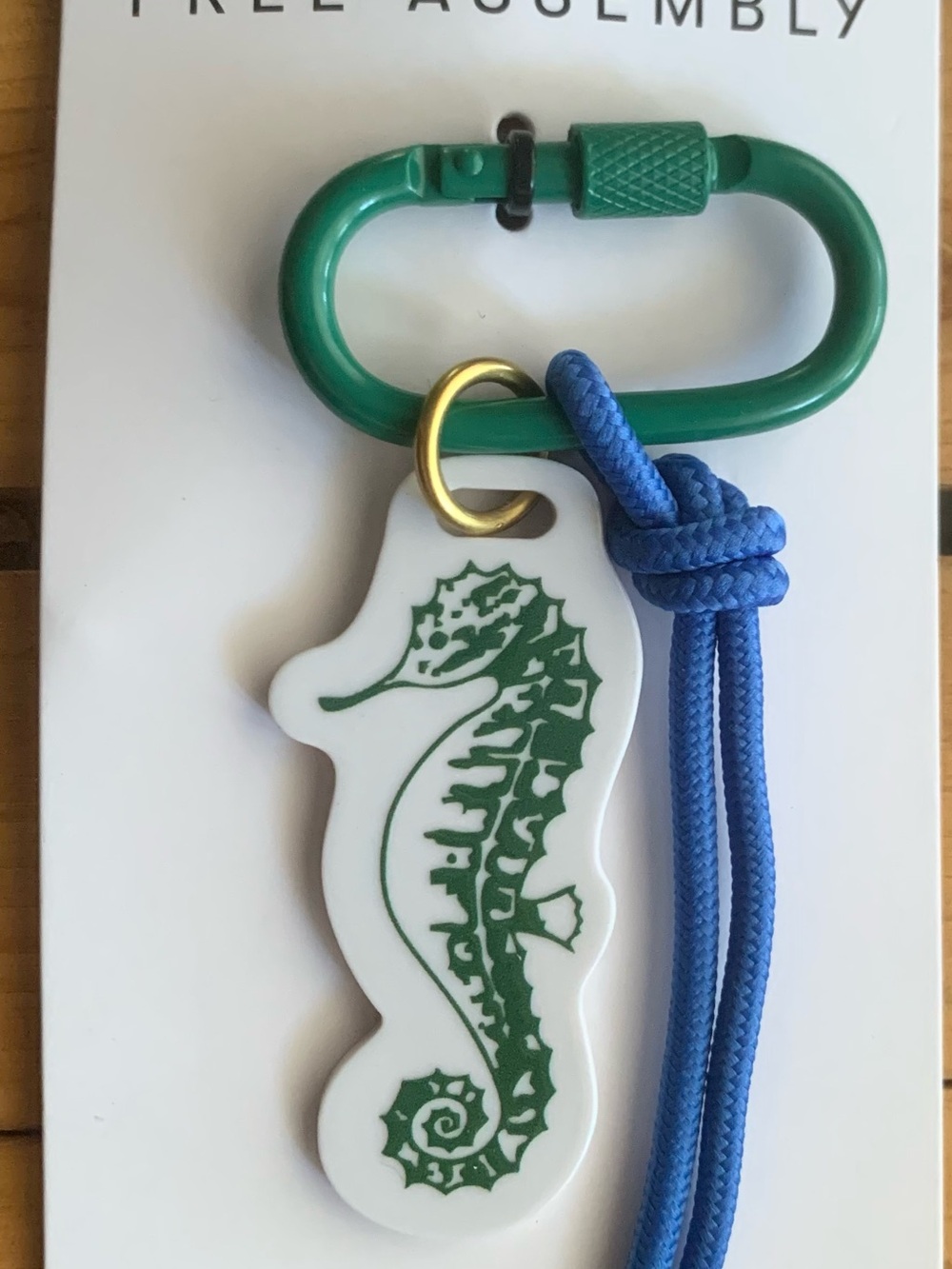 NWT Free Assembly Seahorse Carabiner Keychain in Green & Blue bag charm